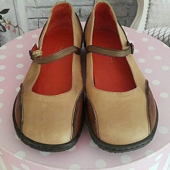 HISPANITAS Brown Tan Leather Mary Jane Comfort Shoes Size 38 / 7.5 Made in Spain - Picture 3 of 9